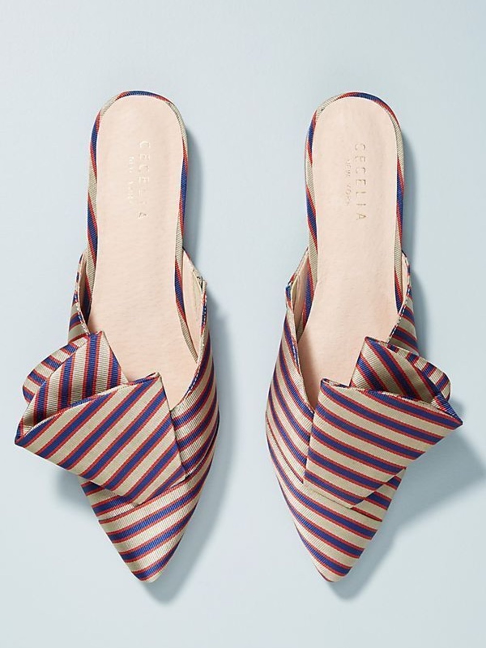 Anthropologie Cecelia New York Monsey
Bow Fabric Mule Stripe Slides